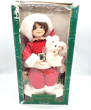 Telco Christmas Motionettes Animated Decor Girl Teddy Bear Bunny Slippers Sweet picture