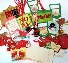 VINTAGE Lot of 30 Christmas Holiday Gift Tags NEW UNUSED Flocked Embossed picture