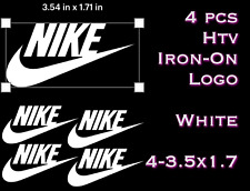 4pc Lot Iron On White HTV Nike Name Brand Tic 3.5x1.7” 🤍 Easy To Apply DIY x4 picture