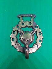 VINTAGE HANDCRAFTED COLLECTIBLE ANTIQUE BRASS FOX HANGER  picture