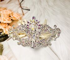 Masquerade Mask Luxury Sapphire Crystal, Elegant Bridal Wedding Party Mask picture
