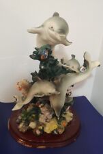 Vintage Poly Collection Hand Painted Dolphins Resin Figurine picture