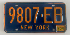 One 1973 New York NY License Plate 9807-EB Blue **FREE Continental US SHIPPING** picture