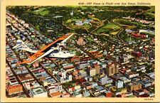 Postcard PBY Catalina U.S. Navy Plane over San Diego California - 1941 Aerial picture