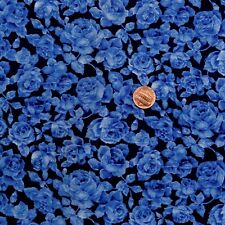 Classic Cottons 2002 Blue All Over Rose Print Cotton Quilting Fabric 6 yds x 45