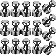 16Pcs Strong Fridge Magnets,Black Refrigerator Magnets, Push Pin Magnets,Strong  picture