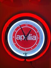 Aprilia Motorcycle Garage Dealer RED Man Cave Neon Wall Clock Advertising Sign picture