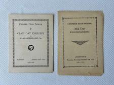 Antique 1924 Class Exercise & Commencement Programs Chester PA High School picture