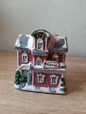 Vintage 4.25” Tall Christmas Village Holiday Ceramic Porcelain School, Miniature picture