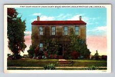 Lincoln IL-Illinois, First Court House of Logan County, Antique Vintage Postcard picture