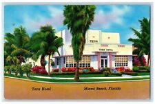 Miami Beach Florida FL Postcard Tara Hotel Exterior Roadside c1940's Trees Scene picture