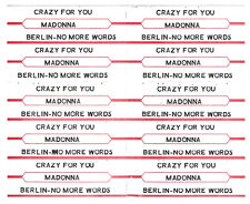 Madonna Crazy For You & Berlin No More Words Juke Box Title Strips Sheet Jukebox picture