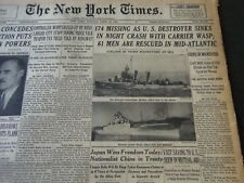 1952 APRIL 28 NEW YORK TIMES - 174 MISSING AS U. S. DESTROYER SINKS - NT 5989 picture