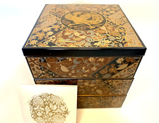 Vintage Japanese Three-Tiered Jūbako Box, Shōsōin Phoenix, Lacquerware picture