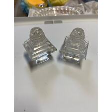 Vintage Clear Art Deco Glass Pyramid Salt & Pepper Shakers picture