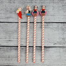 Lot of 4 Popeye Pencils and Toppers Olive Oyl Swee Pea picture