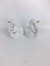 Unicorn Ceramic Salt And Pepper Shakers Vintage 3.5” Tall picture