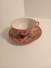 Antique 2 NIPPON Handpainted Eggshell Porcelain, Geisha Tea Cup & Saucer Sets picture