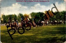 1908 Governor's Day at Camp Lincoln, Springfield,horses, Majestic postcard jj198 picture