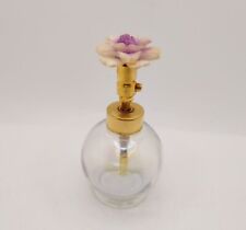 Vtg Iridescent Perfume Spray Bottle With Purple Floral Plastic Acrylic Topper picture