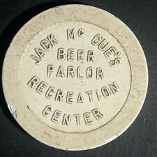 Scarce Jack Mc Cue's Beer Parlor Recreation Center G/F 5c Gaming Chip Token MT picture