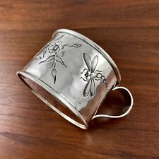 SHIEBLER AESTHETIC PERIOD STERLING SILVER HAND HAMMERED CUP POND DRAGONFLY picture
