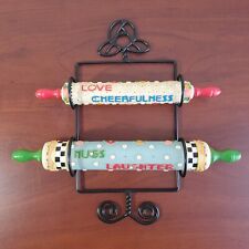 Mary Engelbreit Decorative Rolling Pin Set With Metal Rack picture