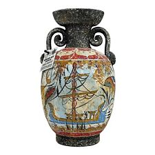 Ancient Greek Minoan Amphora Ceramic Pottery Vase with Fresco Dolphins & Ship picture
