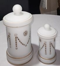 Vintage 1980s Vianne France Frosted Gold Drape Pattern, 2 sets of Jars with Lids picture