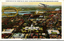 Vtg 1920s Sister Ship of Spirit of St Louis over Washington WA Postcard picture