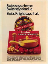 1973 SWISS KNIGHT Cheese Fondue Switzerland Party Appetizer Vintage Print Ad picture