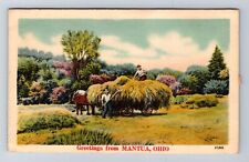 Mantua OH-Ohio, General Scenic Greetings, Hay Wagon, Antique Vintage Postcard picture