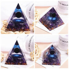 2Pcs Orgone Natural Black Obsidian Crystal Ball Pyramid Amethyst Gravel Towers picture