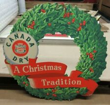 Vintage Canada Dry Christmas Tradition Wreath Decoration Cardboard Double Sign  picture