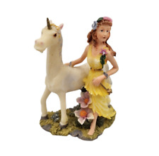 Vintage 1990s Hand Panted Unicorn and Forest Goddess Princess Figurine picture
