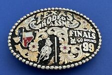 VTG 1999 Texas HS Rodeo Finals 2nd Go Round Sterling & Alpaca Trophy Belt Buckle picture