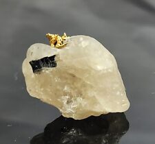 79.20 Ct NATIVE GOLD on Quartz Crystal From Peru Rare Row Mineral Specimen picture