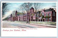 Waltham Massachusetts MA Postcard Greetings American Waltham Watch Factory c1905 picture
