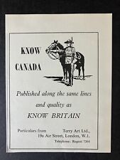 1964 Know Canada Magazine Canadian Mountie Horse B&W Vintage Print Ad picture