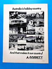 ANSETT - 1980 - Australian AIRLINES Plane Aviation  Vintage Magazine AD - APL3 picture
