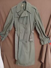 VINTAGE 1970S U.S. MILITARY ARMY MEN'S TRENCH RAINCOAT GREEN picture
