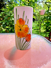 Darling Italian hand painted Mid Century Cylindrical Ceramic Vase Made in Italy picture