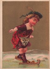 Demorest Patterns Clothes Victorian Trade Card c1880s Scottish Ice Skater *Ab9b picture