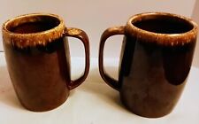 A Pair Of MCM VTG Brown Drip Glaze Hull Oven Proof Beer Stein /Coffee Mug  picture