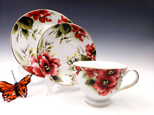Sorelle Botanical Red GArden Cup SAucer & Desert Plate Set - Boxed picture