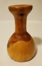 A Dortman Cedar Wood Bud Vase Hand Turned Vintage Folk Art Piece Signed picture