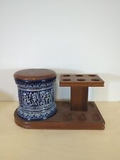Vintage German Marzi and Remy Tobacco Humidor Blue w/ Walnut 6 Pipe Stand picture