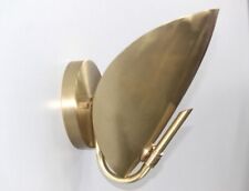 Elegant Mid Century Modern 1 Light Curved Shade Brass Wall Lamp picture