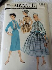 Vintage 1957 ADVANCE Pattern 8287 SZ 12s Sub-teen Dress Cut/Complete picture