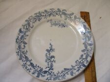 Antique K T & K Ironstone Plate Locksley Hall Blue White picture